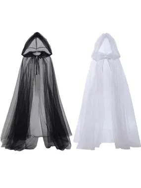 Halloween Latest Gothic Tulle Hooded Cape Cloak