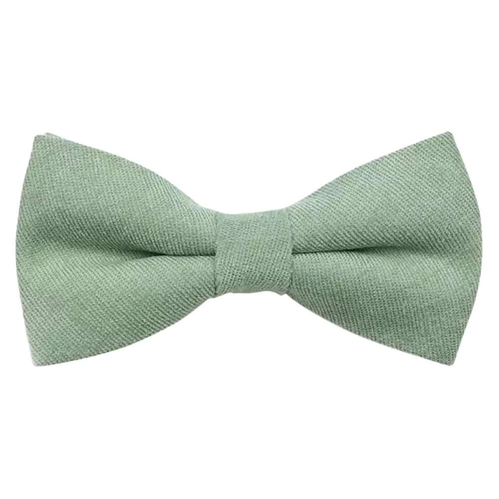 Harrison Sage Green Cotton Bow Tie, Pocket Square and Eucalyptus Braces Set