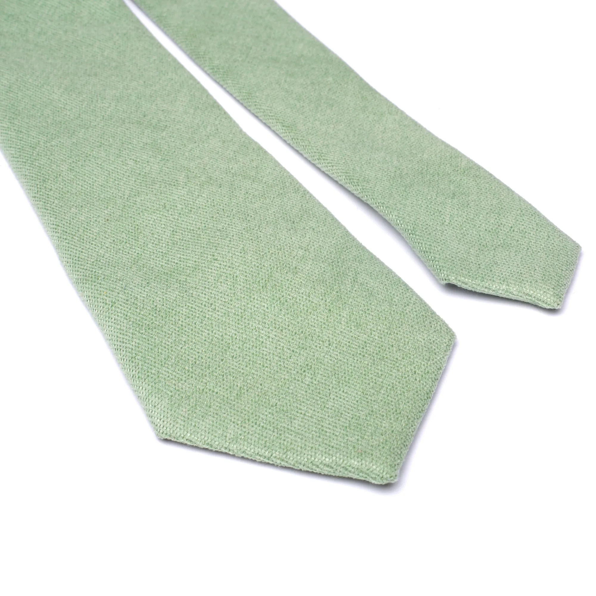 Harrison Sage Green Cotton Tie, Pocket Square and Eucalyptus Braces Set