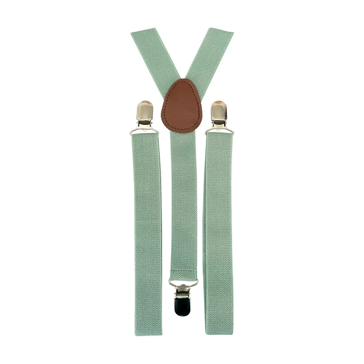 Harrison Sage Green Cotton Tie, Pocket Square and Eucalyptus Braces Set