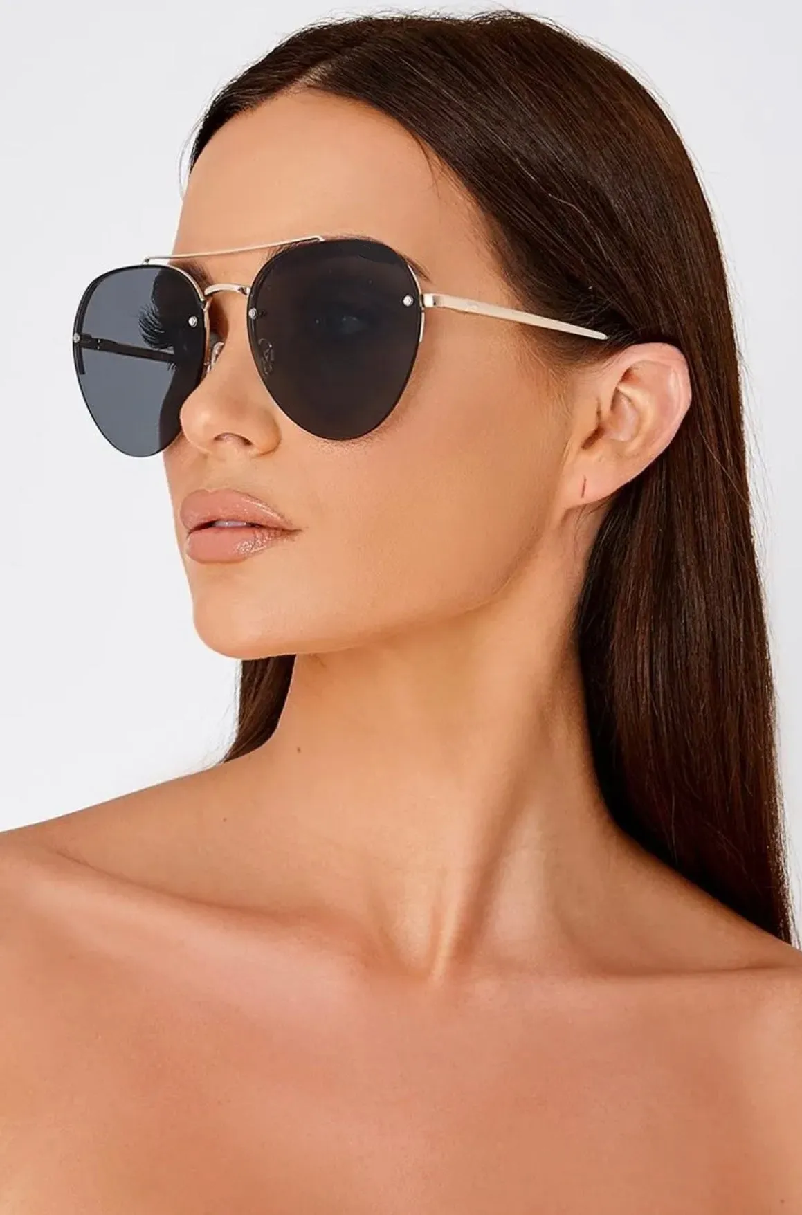 HIGH PROFILE DARK TONE AVIATOR SUNGLASSES BROWN