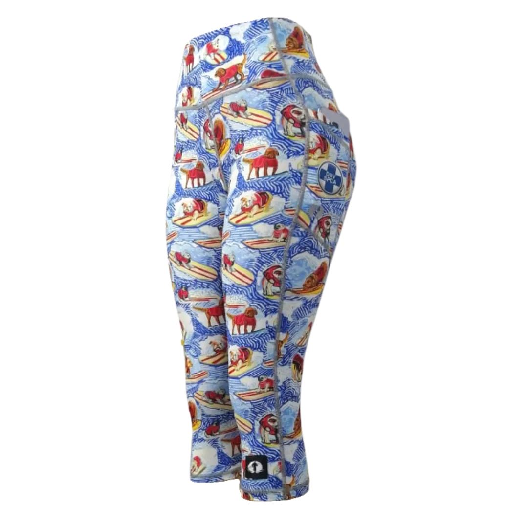 High Waist Funky 3/4 Leggings - SPCA EL Surfer Dogs