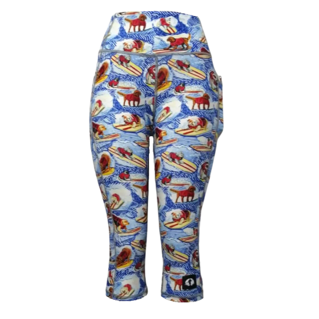 High Waist Funky 3/4 Leggings - SPCA EL Surfer Dogs