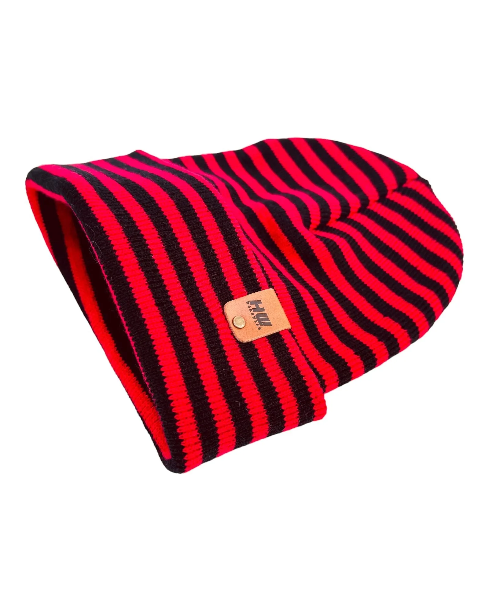 HW6064 HAAKWEAR Traditional RORO Cuffed Beanie - Black/Red, Made in USA