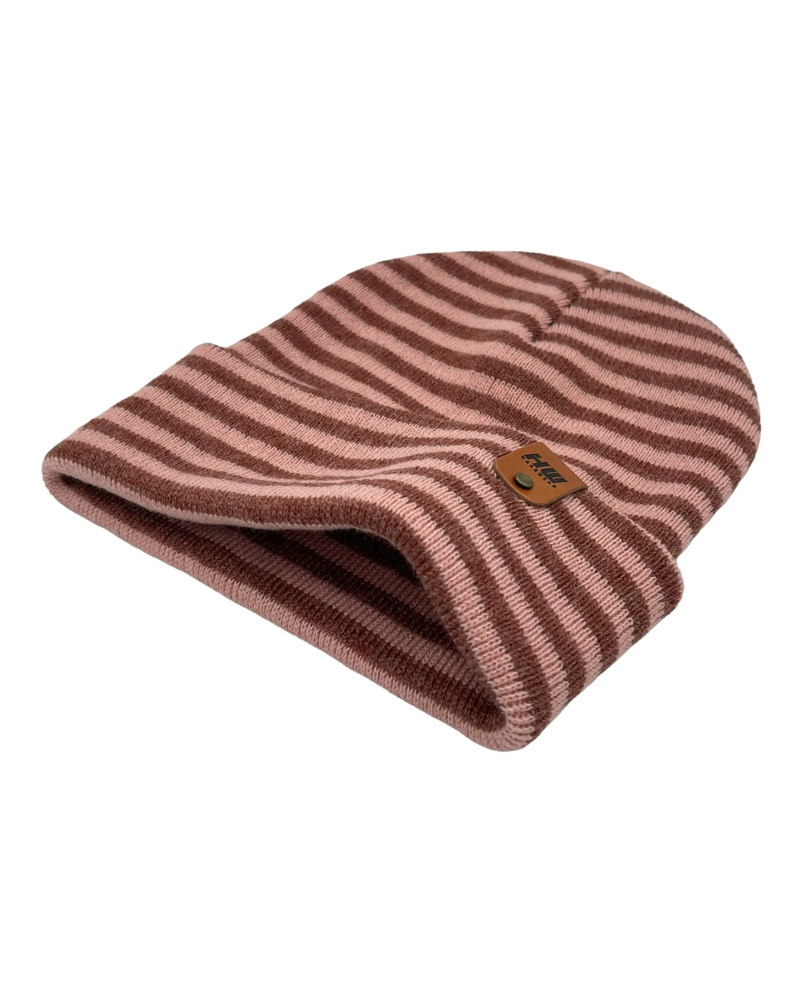 HW6064 HAAKWEAR Traditional RORO Cuffed Beanie - Pink/Burgundy, Made in USA