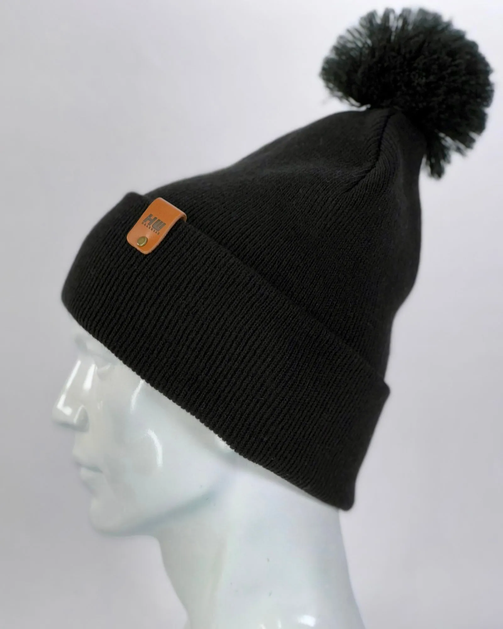 HW6071 HAAKWEAR Pom Pom Beanie - Made in USA - Black