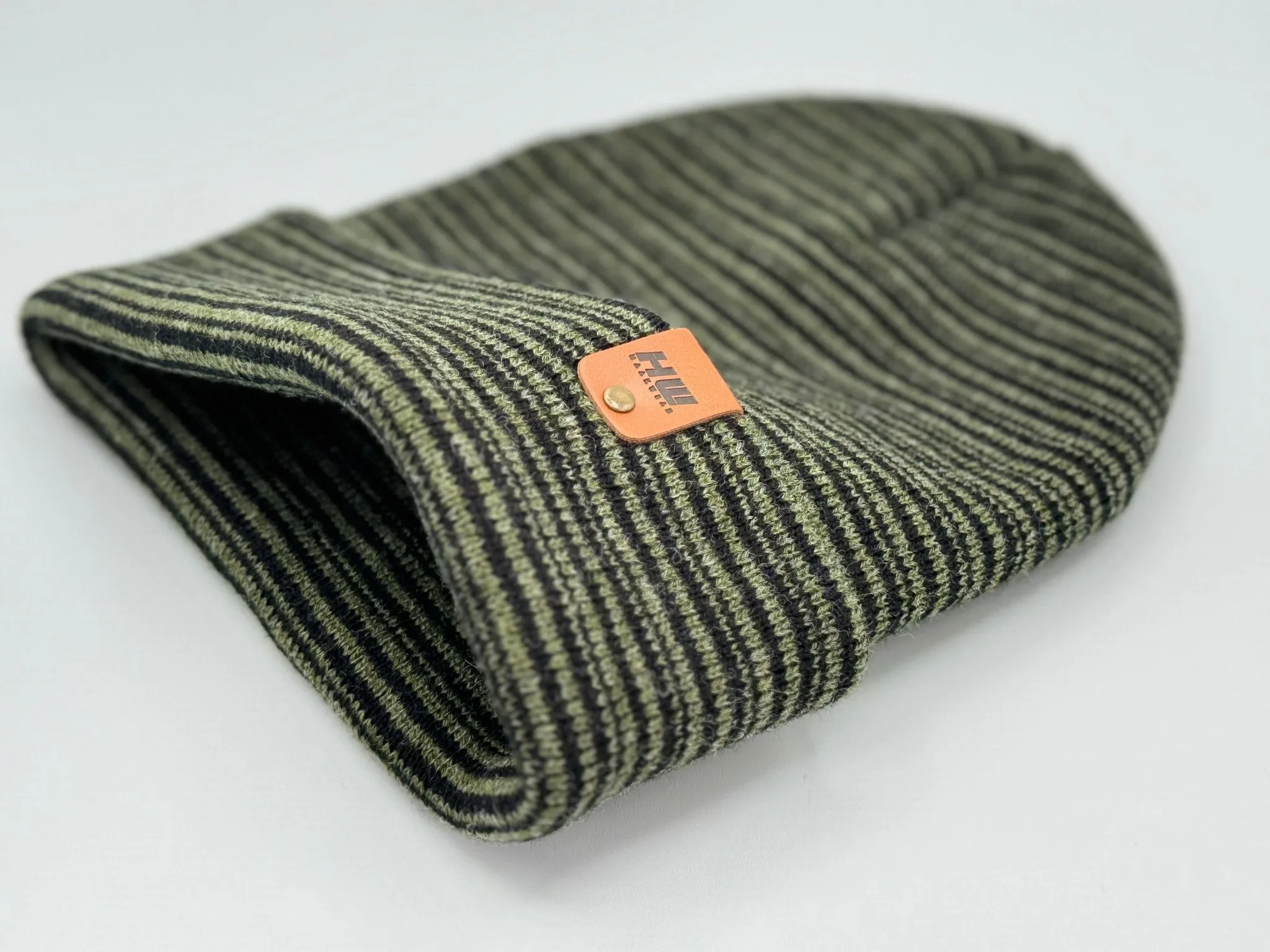 HW6088 HAAKWEAR Traditional Contrast Cuffed Beanie - Green/Black, Made in USA