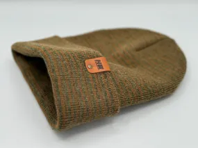 HW6088 HAAKWEAR Traditional Contrast Cuffed Beanie - Green/Brown, Made in USA