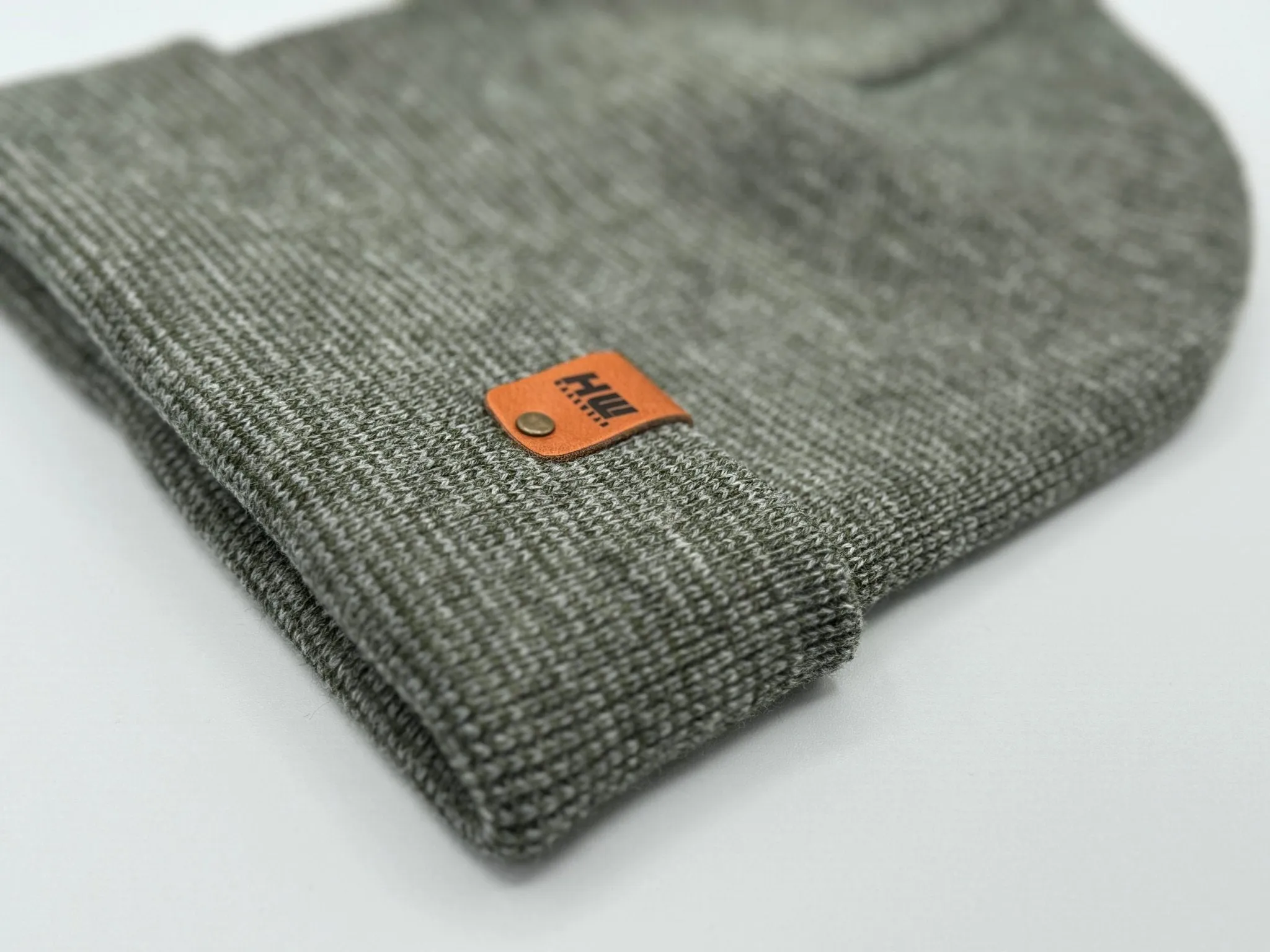 HW6118 HAAKWEAR Traditional Fusion Cuffed Beanie - Gray/Green, Made in USA