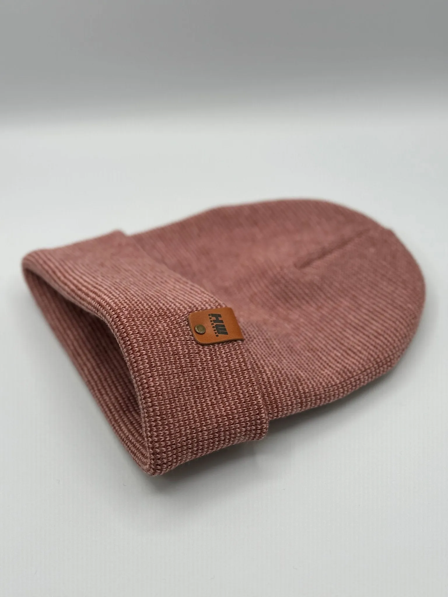 HW6118 HAAKWEAR Traditional Fusion Cuffed Beanie - Pink/Burgundy, Made in USA