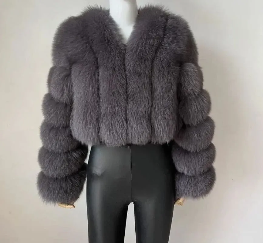 Imitation Fox Fur Short Coat for Stylish Ladies