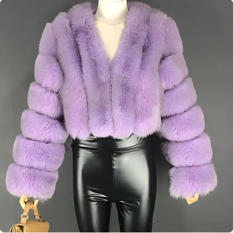 Imitation Fox Fur Short Coat for Stylish Ladies