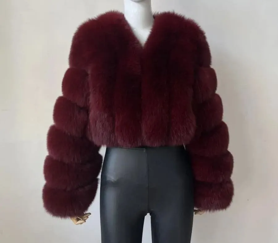 Imitation Fox Fur Short Coat for Stylish Ladies