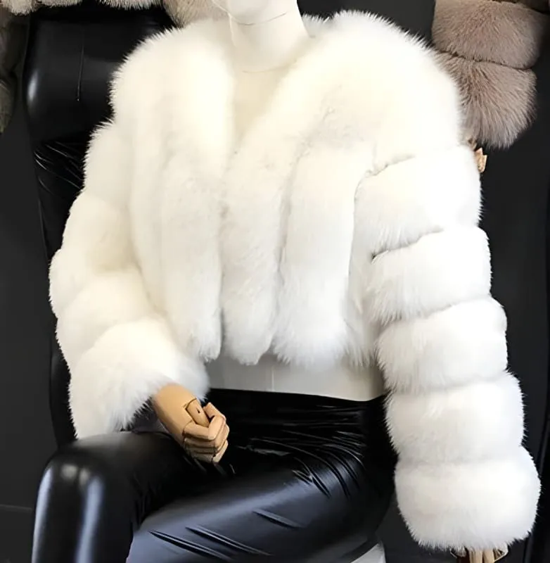 Imitation Fox Fur Short Coat for Stylish Ladies