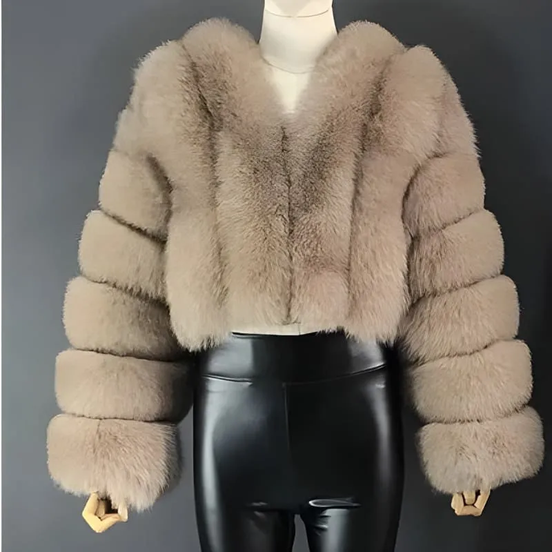 Imitation Fox Fur Short Coat for Stylish Ladies