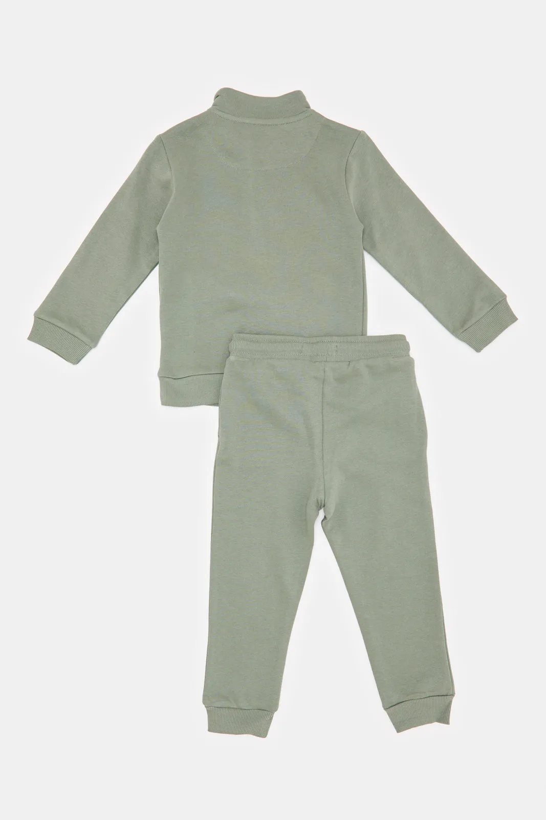 Infant Boys Green High Neck Jogging Suit Set (2 Piece)