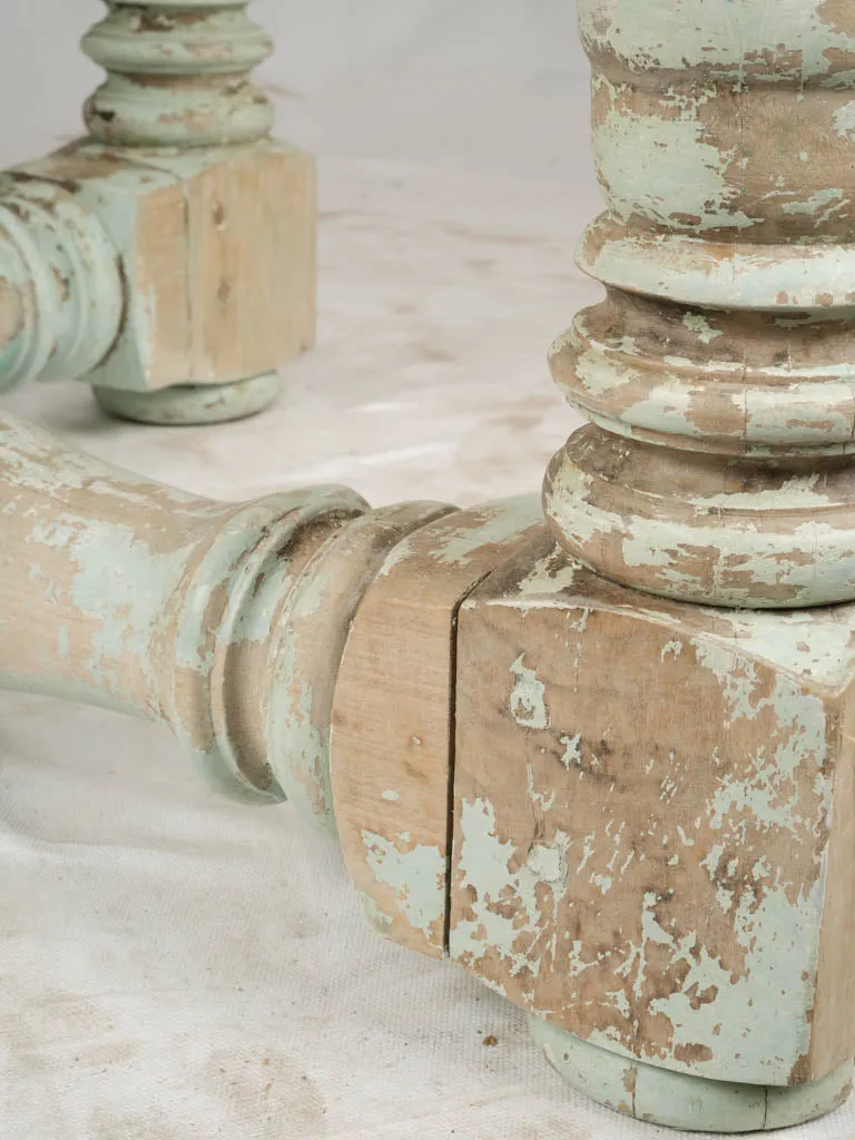 Large Early 20th-Century Oak Dining Table w/ Baluster Legs & mint green patina - 90¼"