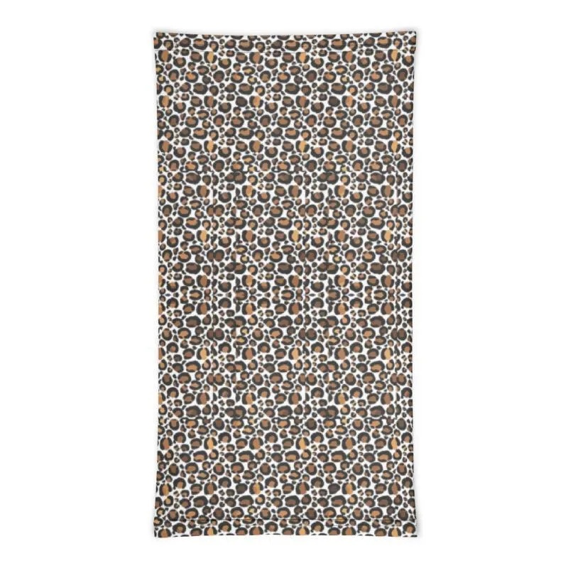 Leopard Cheetah Neck Gaiter, safari modern vintage wild Animal small spots, brown white dots background art Print Mask face Scarf headband