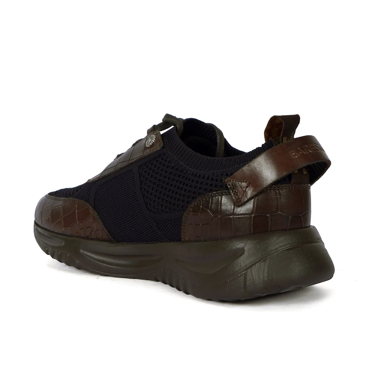 Light Weight Jogger in Contrasting Brown Leather & Blue Mesh