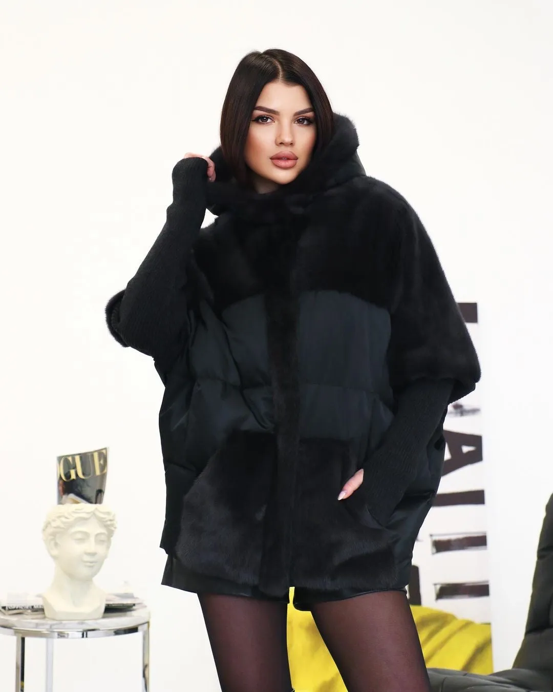 Luna Genuine Mink Fur Trim Down Coat