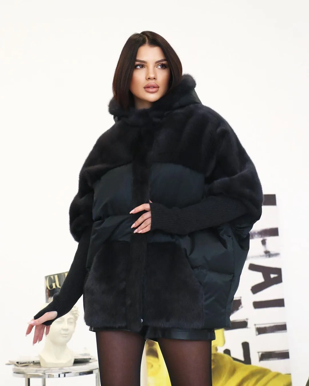 Luna Genuine Mink Fur Trim Down Coat