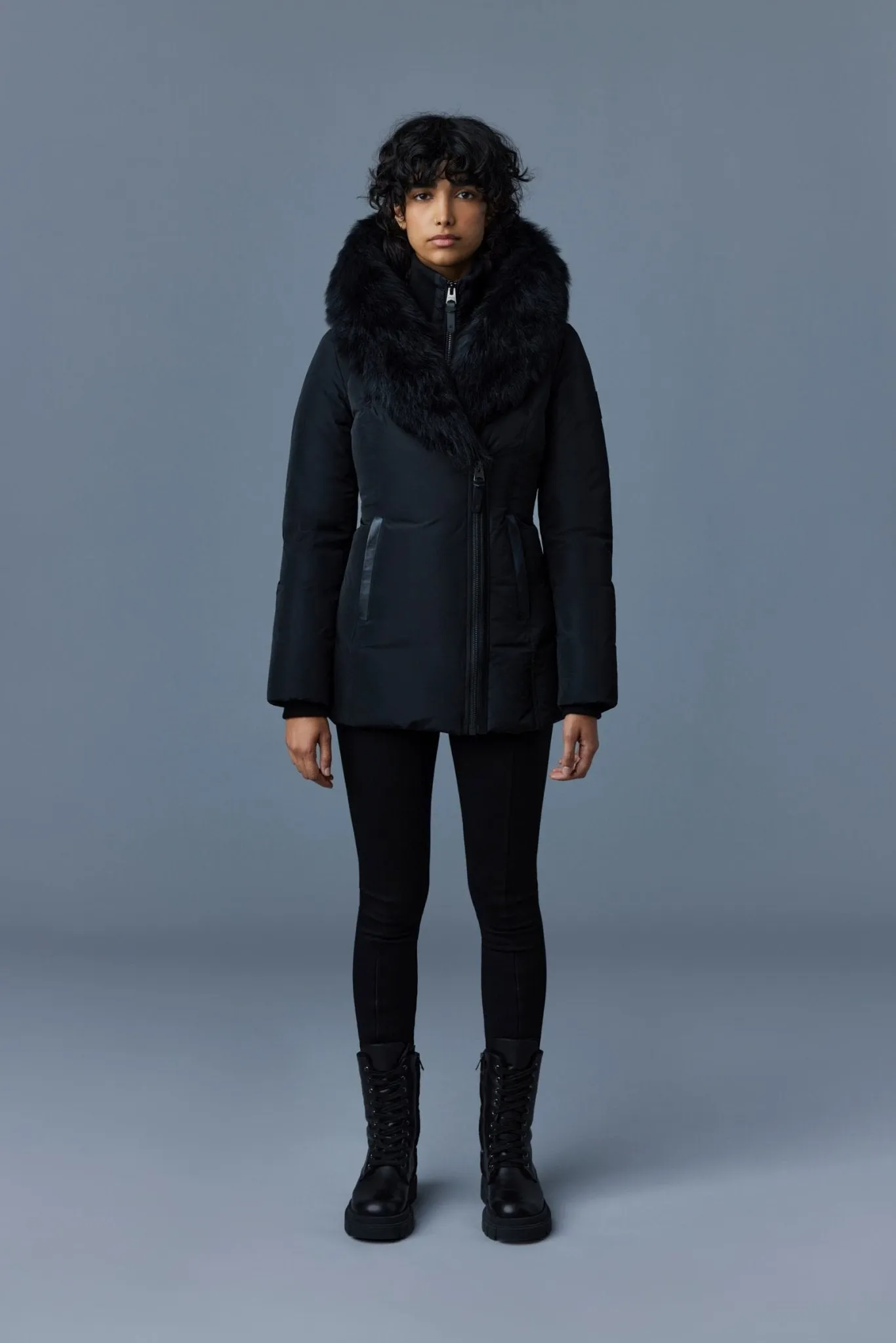 MACKAGE ADALI-SH - Down Coat With Sheepskin Signature Mackage Collar