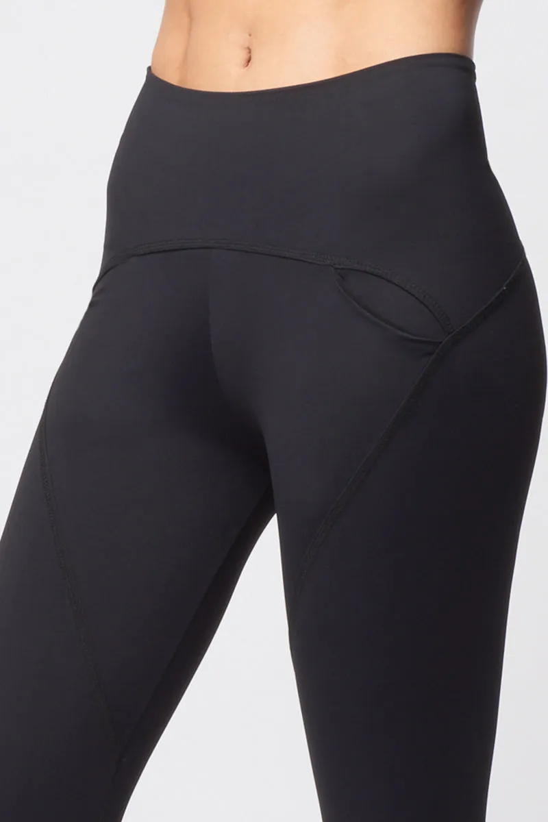 Medium Compression Cropped Legging with Pockets Black