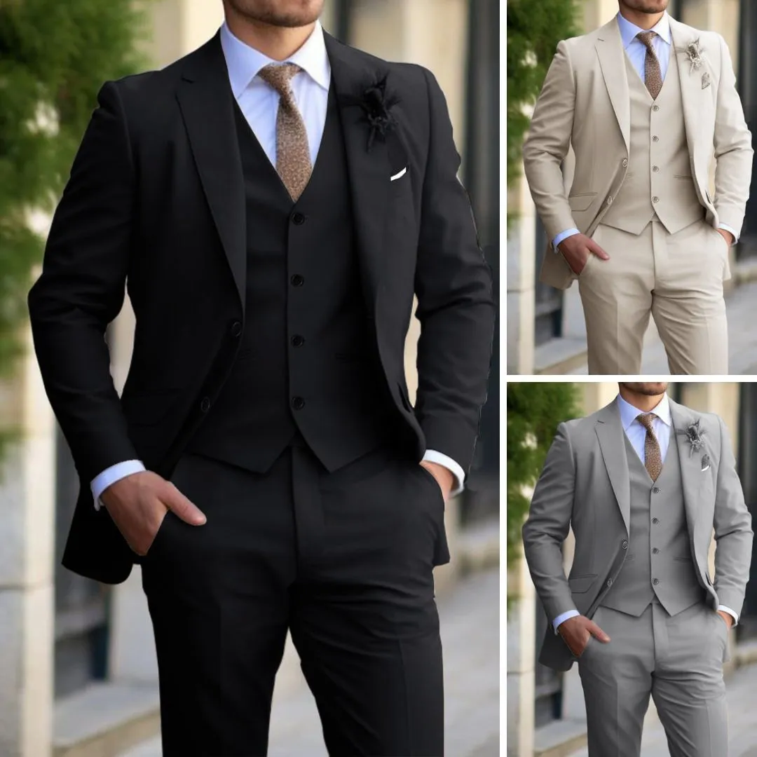 Men's Fashionable Casual Suit Suit Blazer Vest Pants Set Formal Busin Wedding Tuxedos for Men Casual Clothing 3