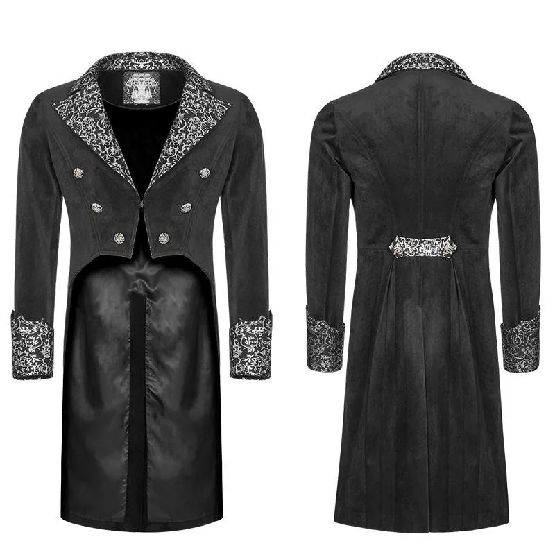 Men's Goth Brocade Trimmed Tailcoat