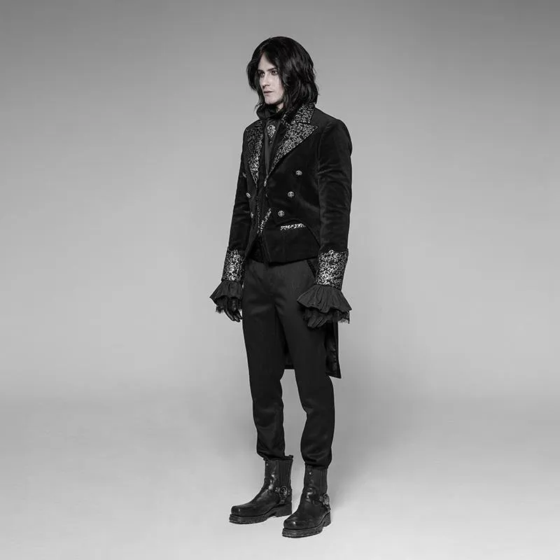 Men's Goth Brocade Trimmed Tailcoat