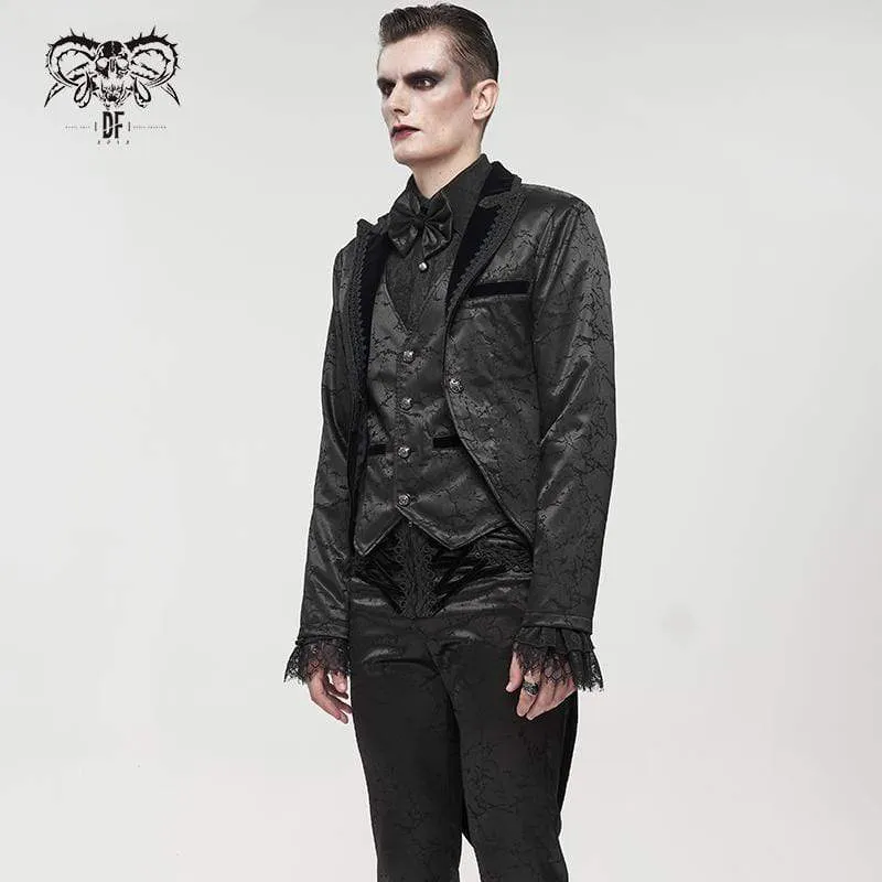 Men's Gothic Floral Swallow-tailed Coat Black