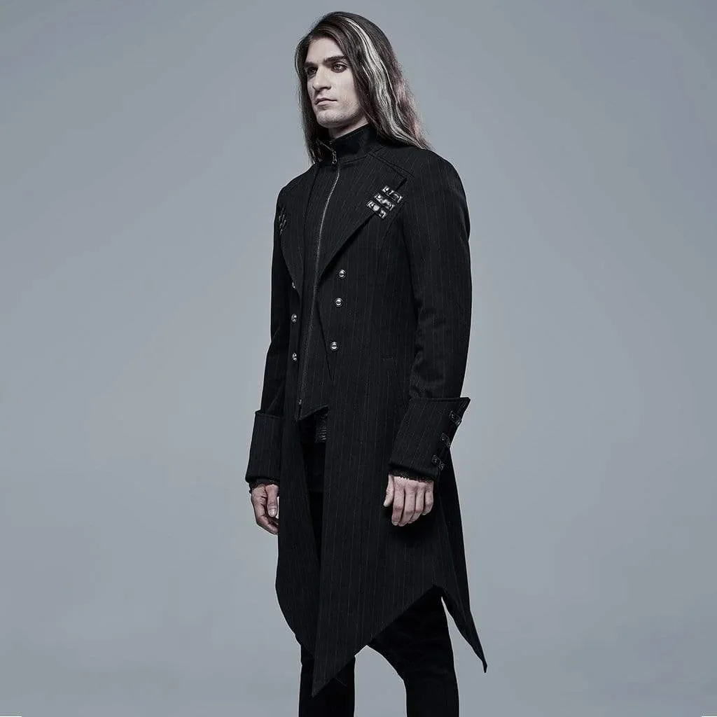 Men's Gothic Stand Collar Black Swallow-tailed Coat