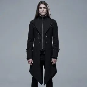 Men's Gothic Stand Collar Black Swallow-tailed Coat