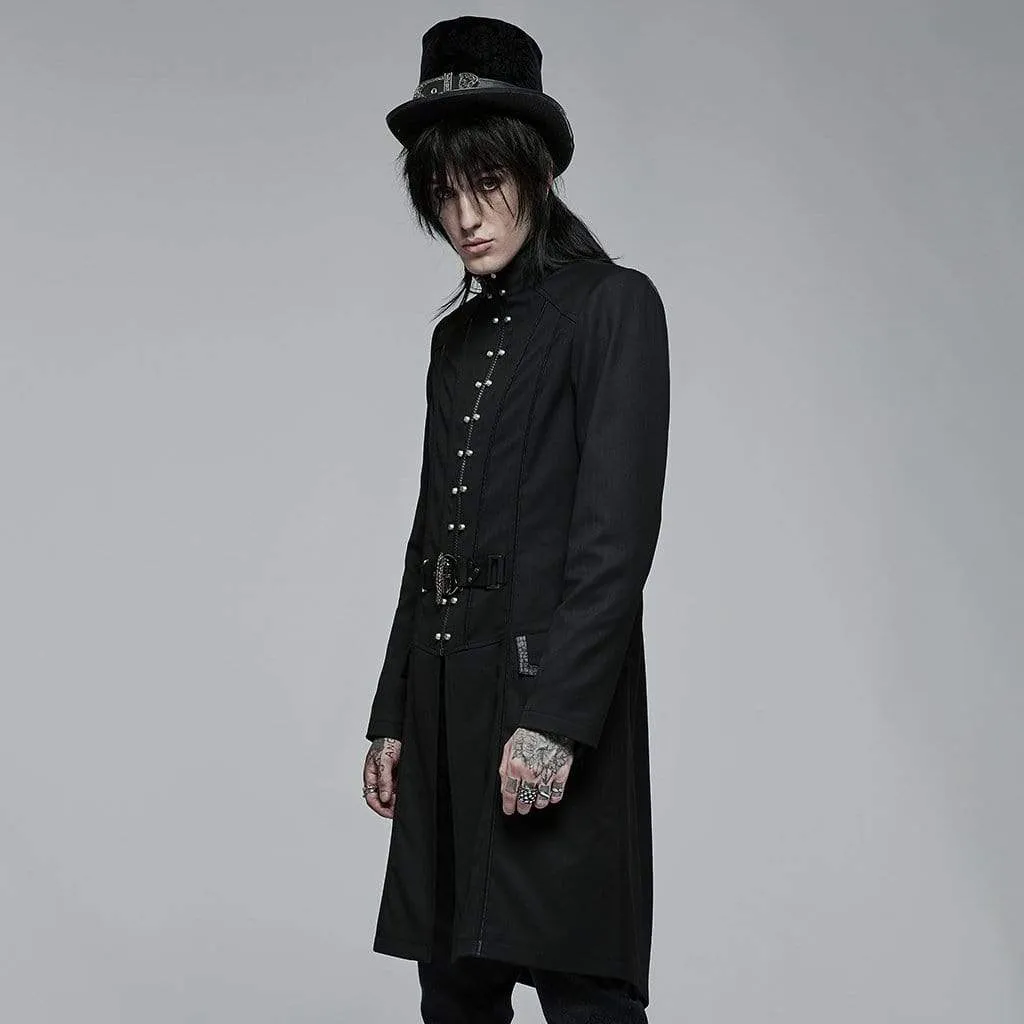 Men's Gothic Stand Collar Skeleton Embroidered Coat