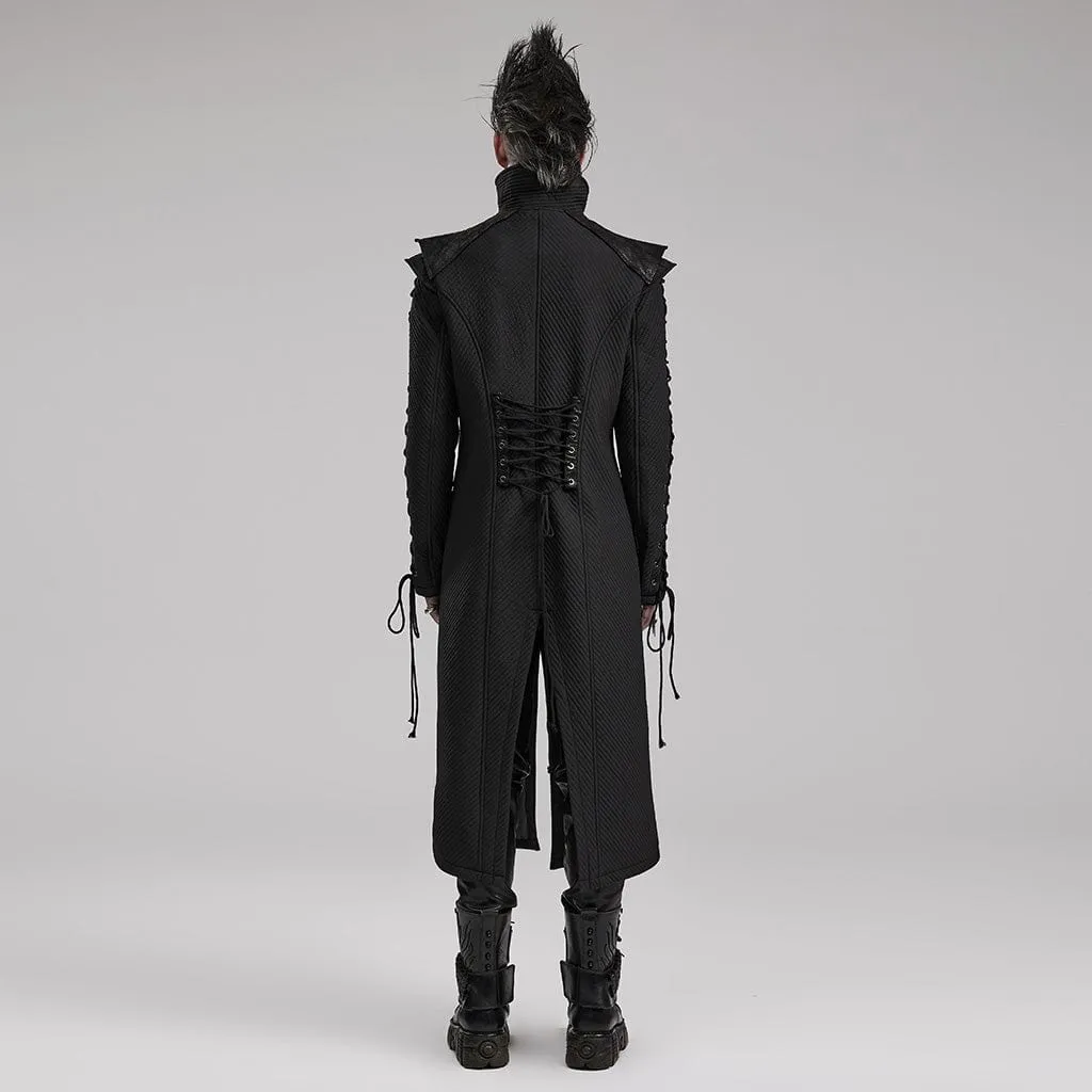 Men's Gothic Stand Collar Splice Strappy Coat