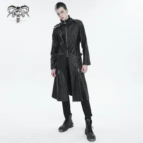 Men's Gothic Stand Collar Split Coat with Strap