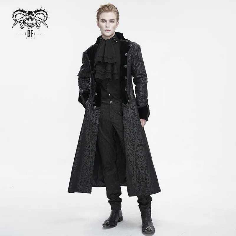 Men's Gothic Stand Collar Totem Printed Coat