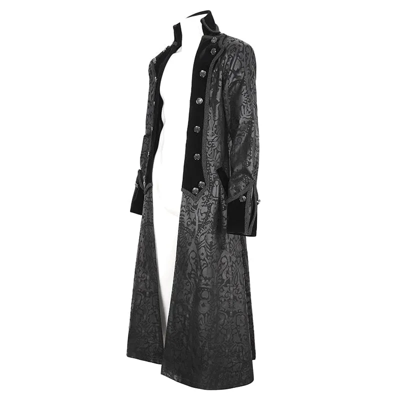 Men's Gothic Stand Collar Totem Printed Coat