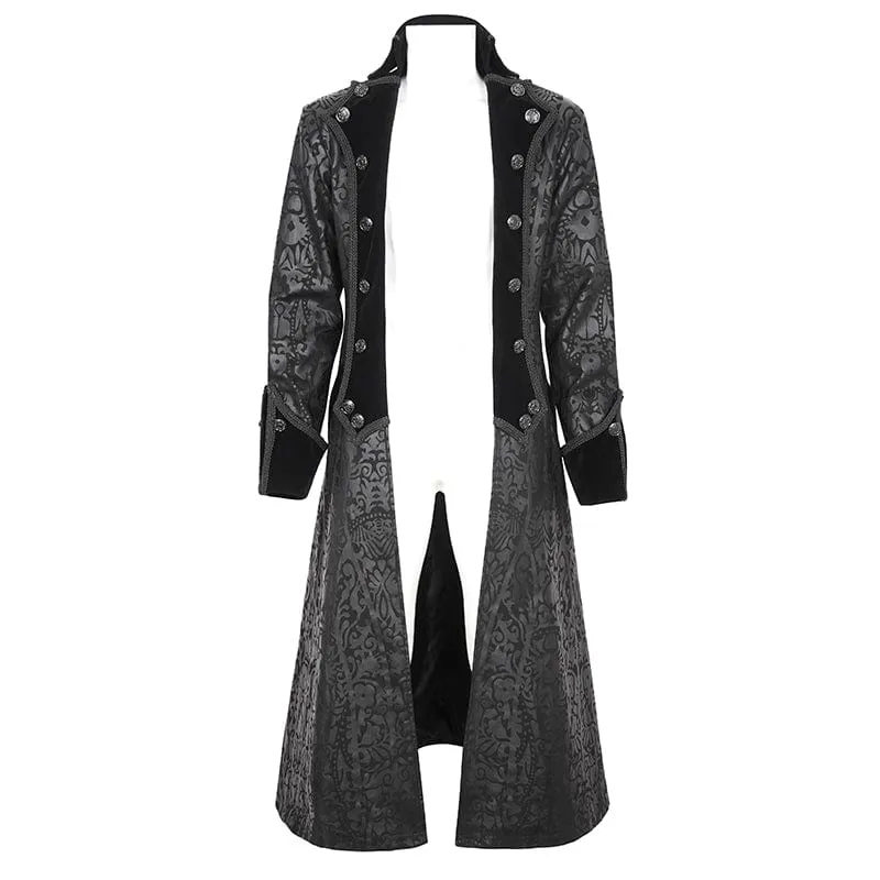 Men's Gothic Stand Collar Totem Printed Coat