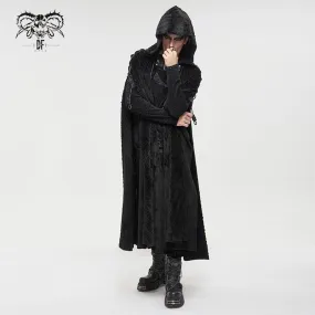 Men's Gothic Strappy Split Buckle Coat with Hood