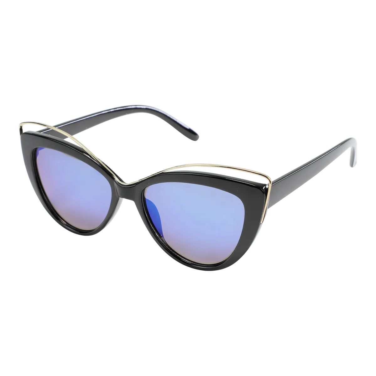 Mirrored Cat Eye Sunglasses Black/Blue