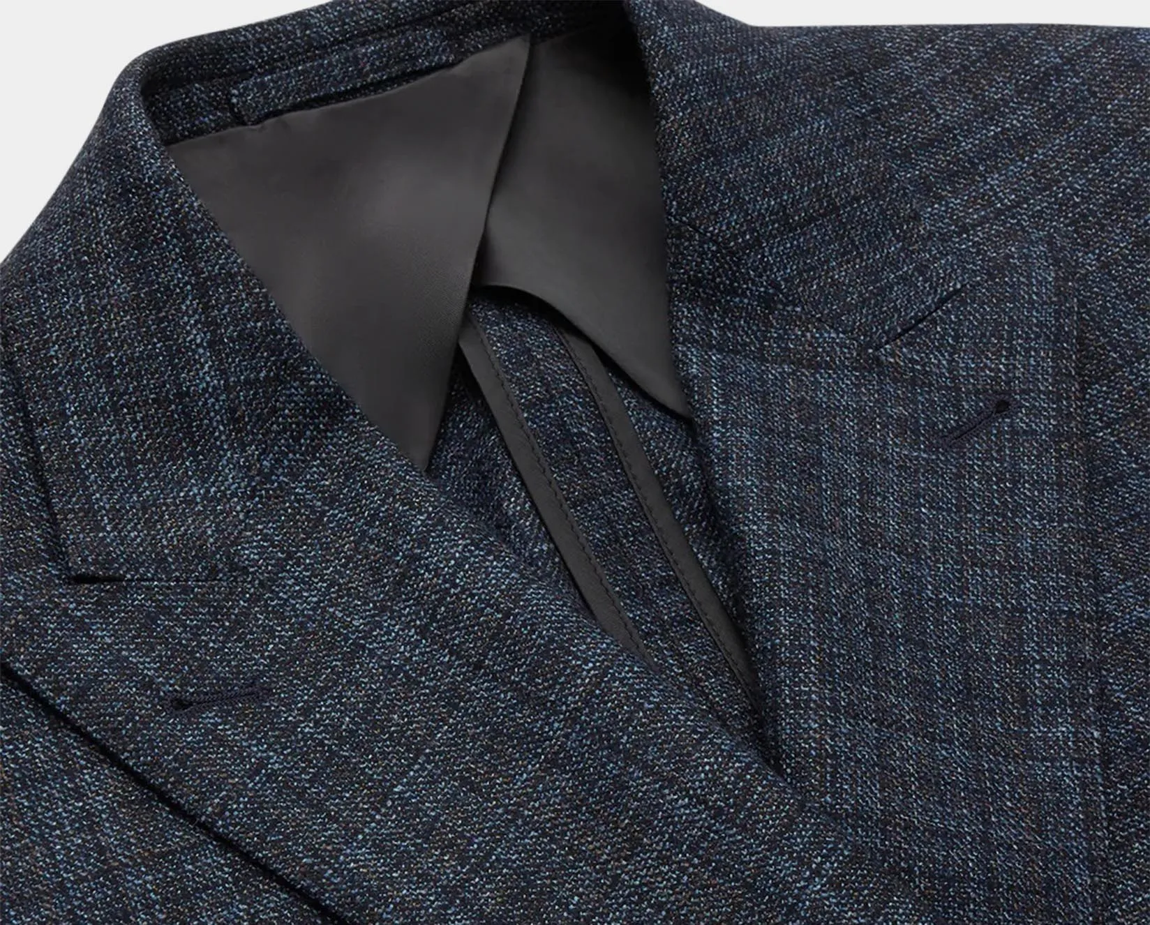 Navy Check Wool and Cashmere Blend Double Breasted Bertie Blazer