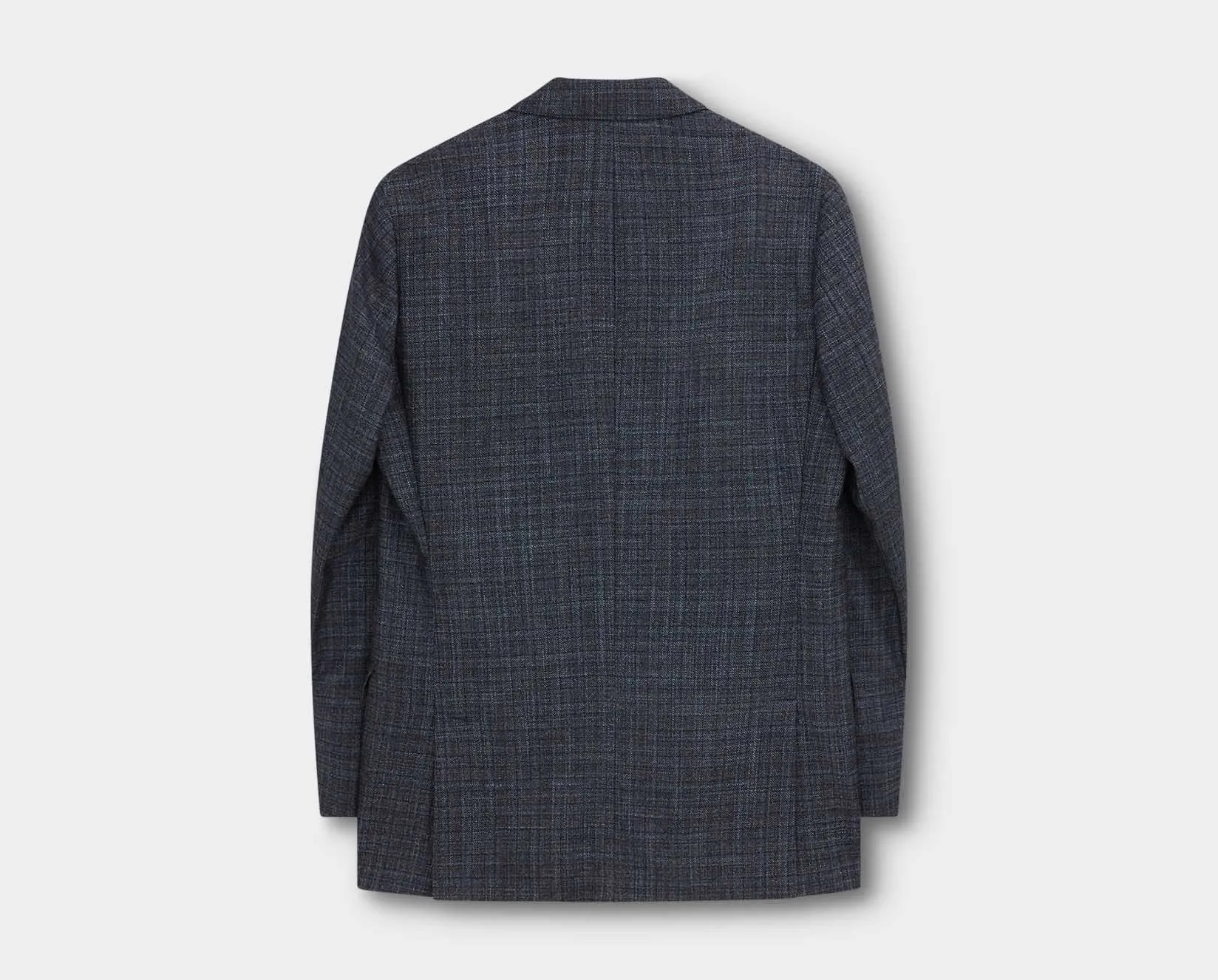 Navy Check Wool and Cashmere Blend Double Breasted Bertie Blazer