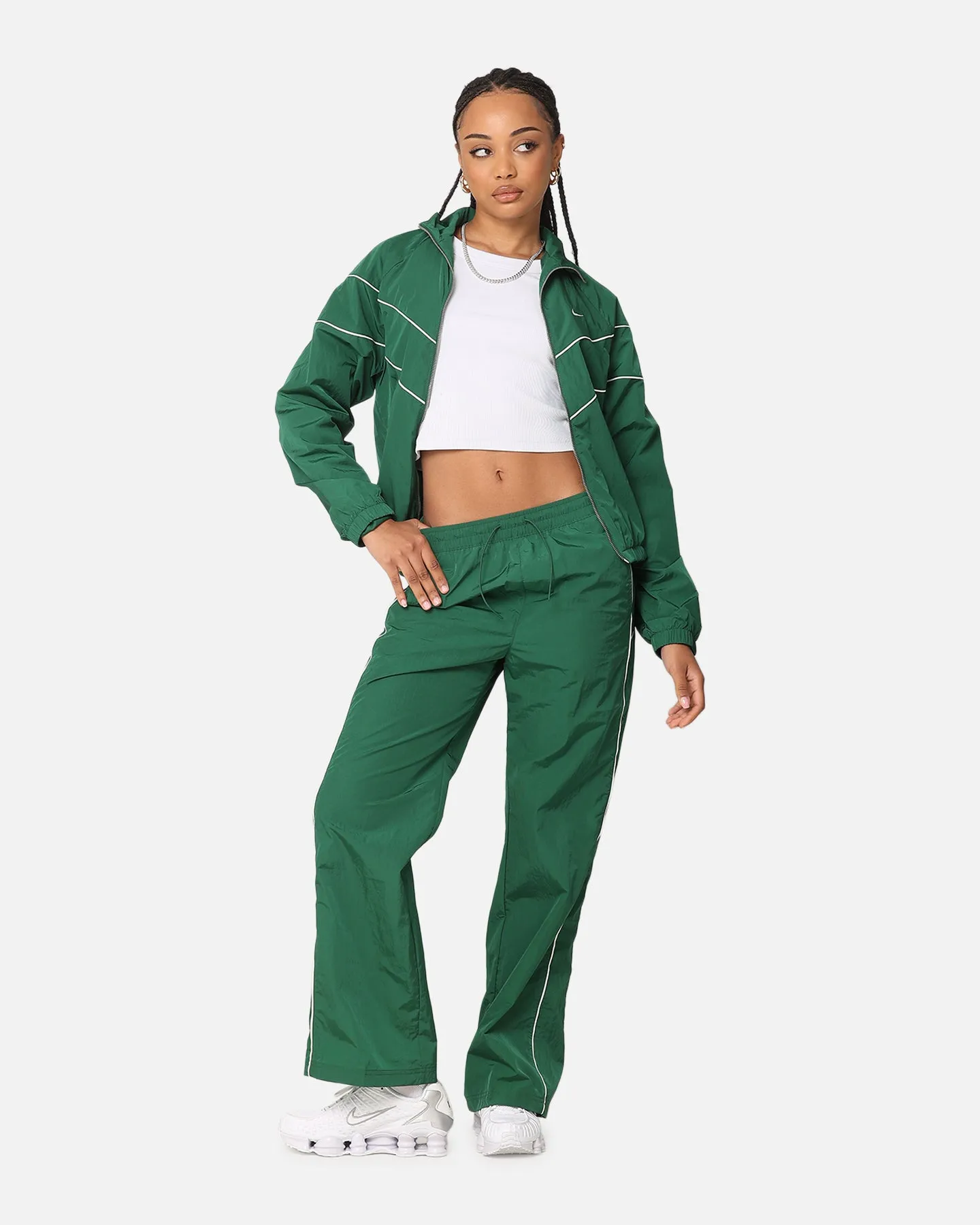 Nike Women's Sportswear Loose UV Woven Full-Zip Jacket Gorge Green/Sail