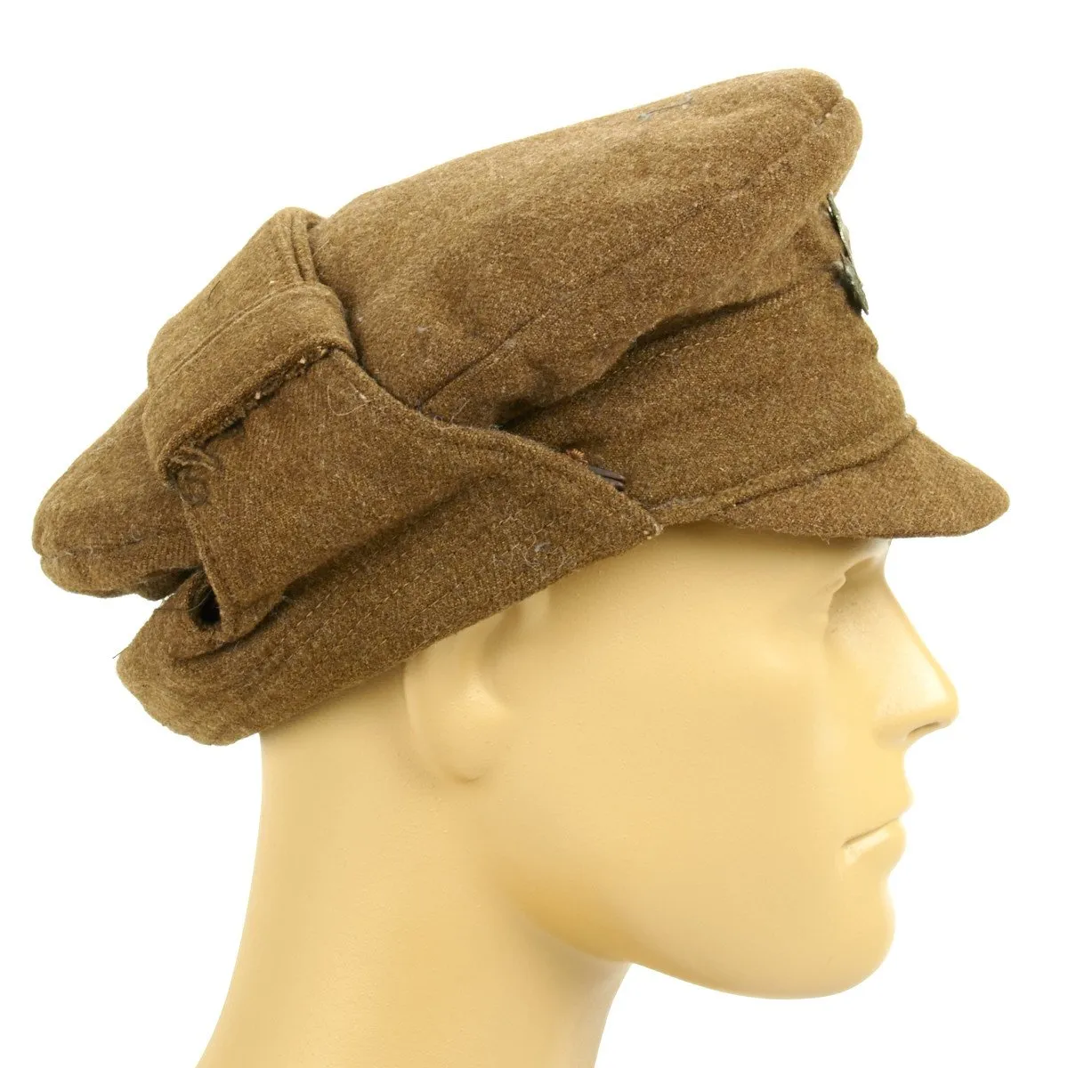 Original British WWI Gor Blimey 1915 Winter Forage Trench Cap - Royal Warwickshire