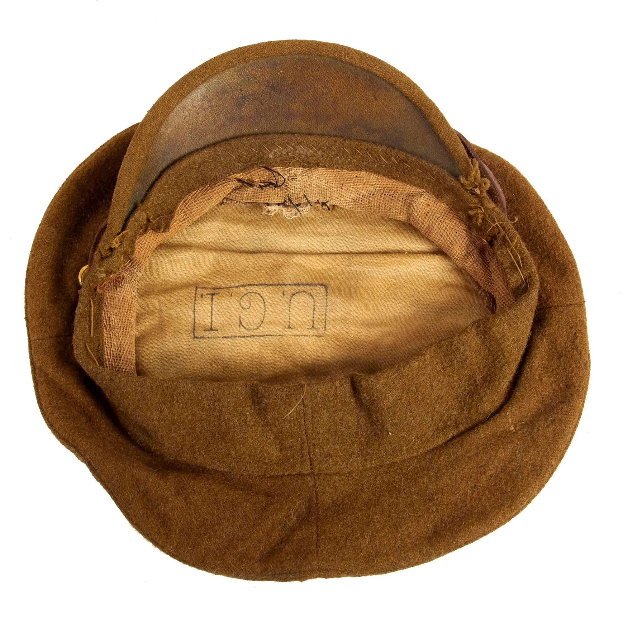 Original British WWI Modified Gor Blimey 1915 Winter Forage Trench Cap - Middlesex Regiment