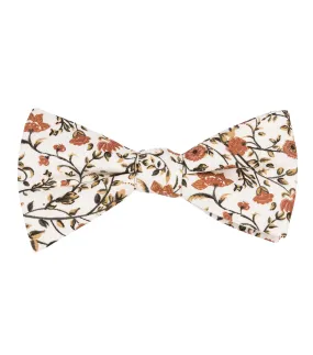 Otto Dusty Orange, Cream & Moss Greens Floral Print Cotton Bow Tie