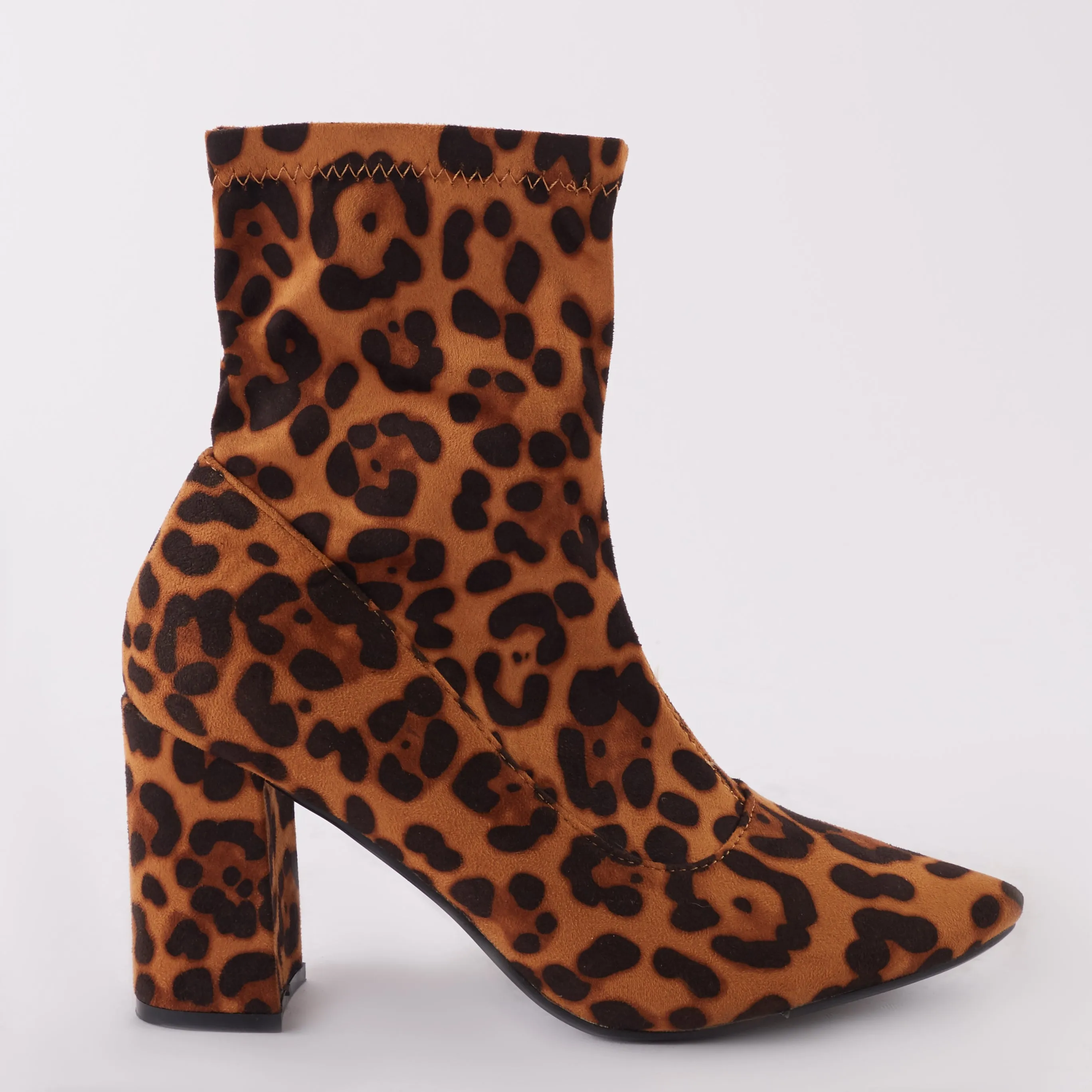 Perri Sock Fit Ankle Boots in Leopard Print