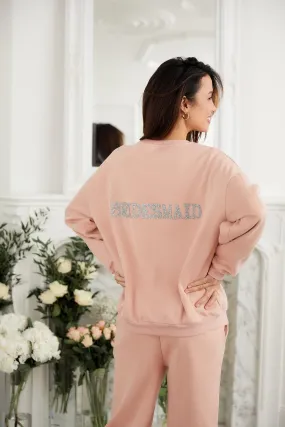 Personalised Bridal Sweatshirt and Jogger Tracksuit With Letter Embellishment - Pink