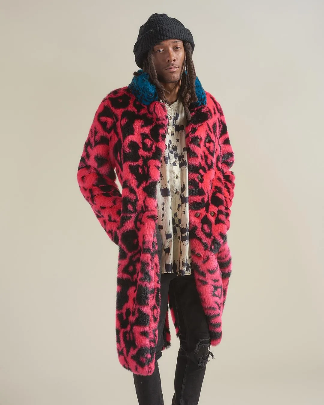 Pink Panther Calf Length Faux Fur Coat | Men's